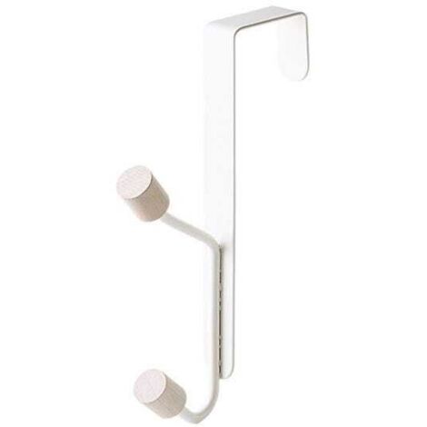2 PCS Patères doubles en acier au carbone blanc, sans percage, pour porte, serviette - séchoir