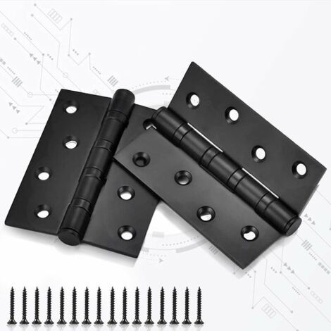 2 Pcs Paumelle pour Porte, Paumelle Porte Bois Acier Inoxydable, Charnière Meuble avec Vis pour La Maison Meubles Matériel Armoire (4-inch Noir)