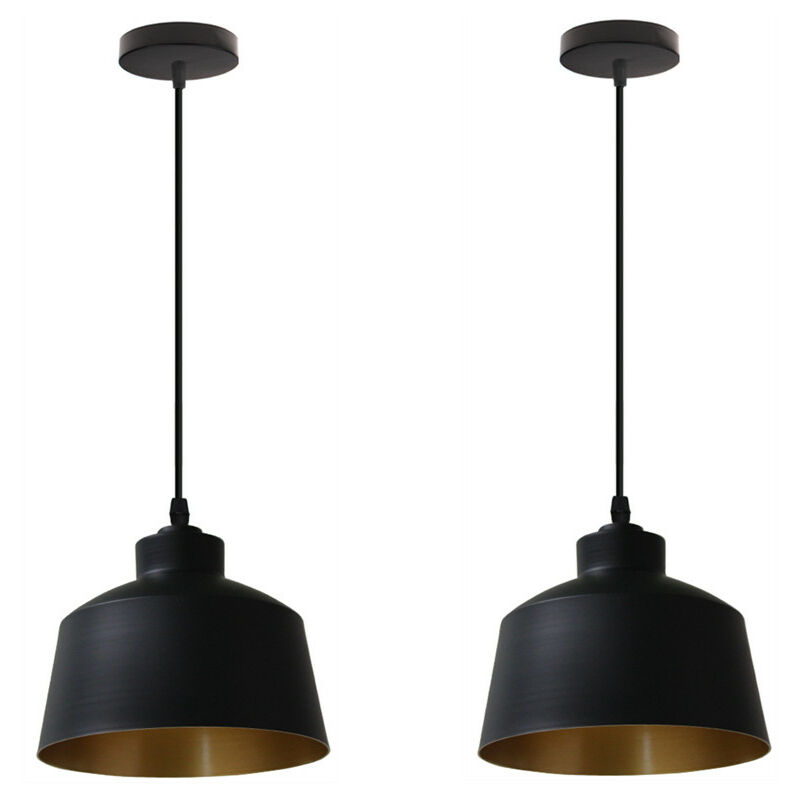Wottes - 2 Pcs Pendant Lamp Creative Modern Industrial Decorative Chandelier Wrought Iron Adjustable - Nero