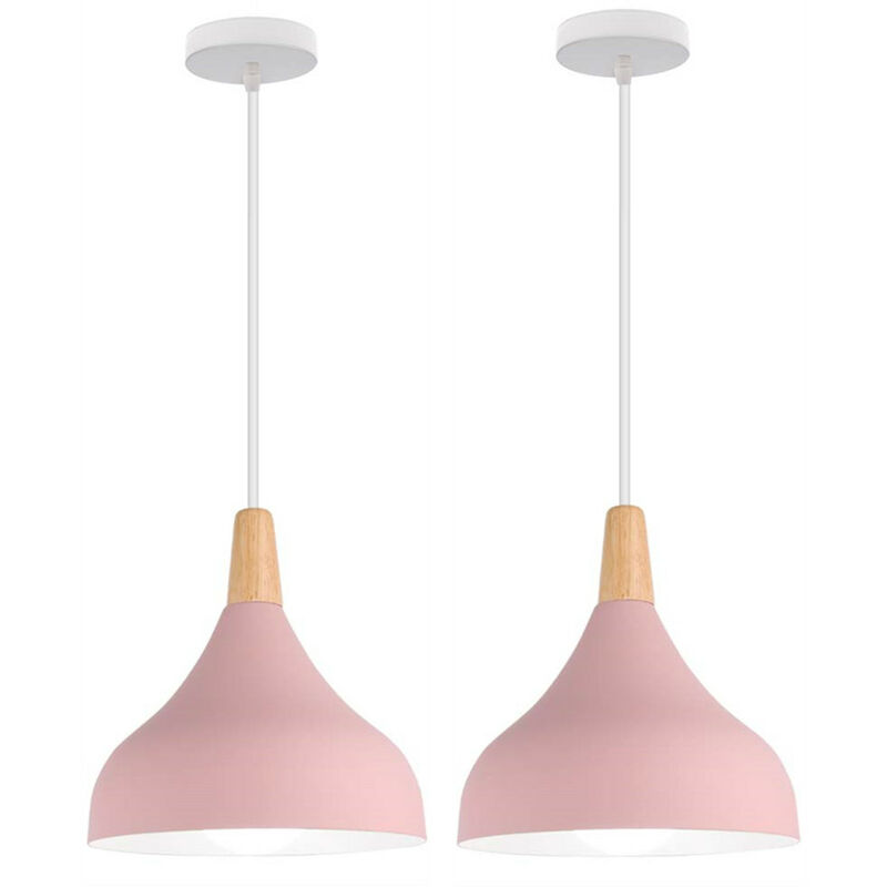 Wottes - 2 Pcs Pendant Light Fixture Modern Creative Indoor Lighting Chandelier E27 Kitchen Restaurant (Pink) - rosa
