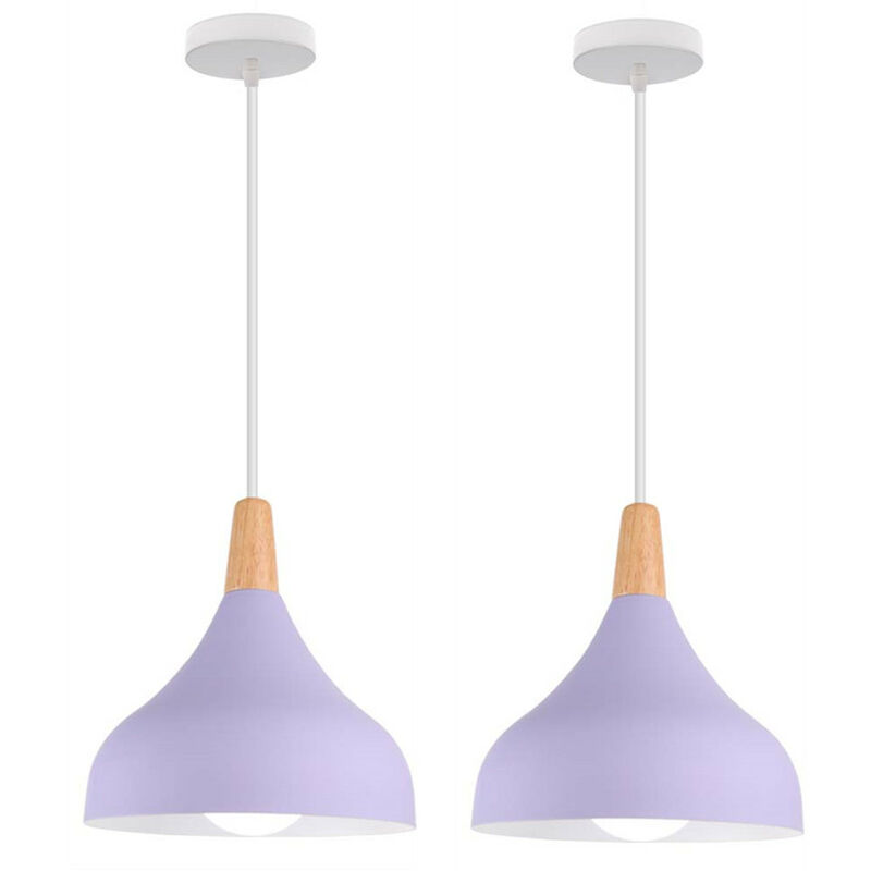 Wottes - 2 Pcs Pendant Light Fixture Modern Creative Indoor Lighting Chandelier E27 Kitchen Restaurant (Purple) - Viola