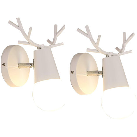 main image of "2 pcs Personality antler wall light bedroom living room creative wall lamp LED corridor lighting White - White"