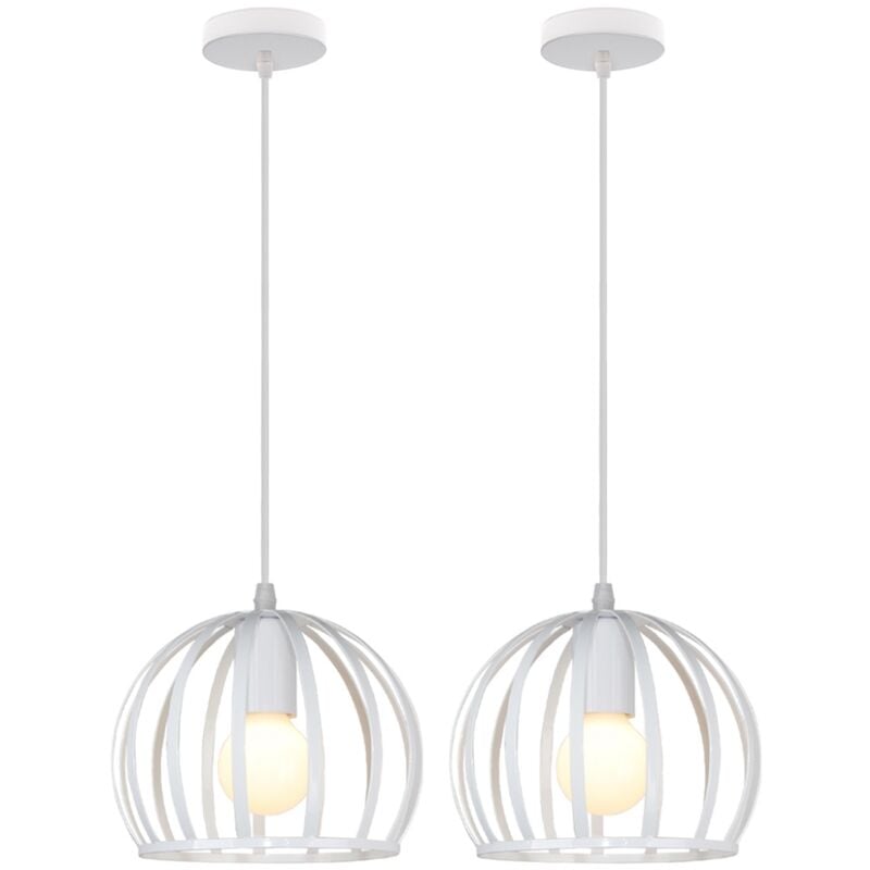 Wottes - 2 pcs personality E27 creative modern chandelier metal adjustable bedroom living room lighting pendant lamp - Bianco