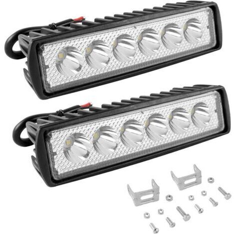 2 Pcs Phare de Travail LED 18W, Projecteur LED Voiture 12V avec Spot Flood Feux, Antibrouillard LED pour Moto, SUV, Camions, Off