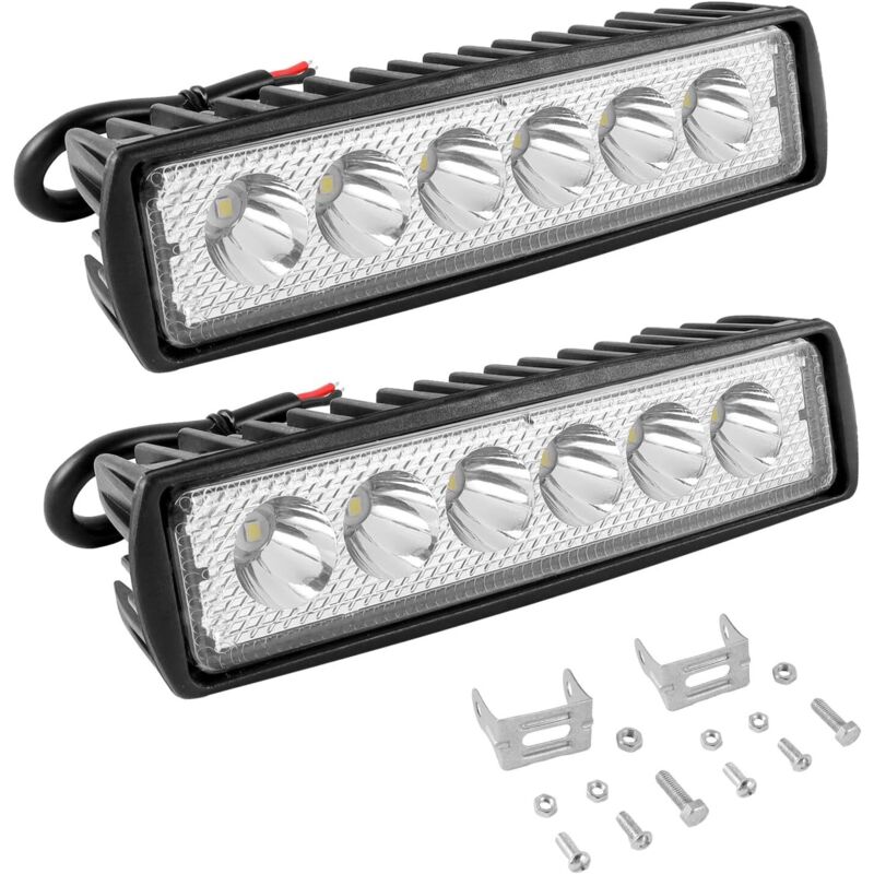 2 Pcs Phare de Travail led 18W, Projecteur led Voiture 12V avec Spot Flood Feux, Antibrouillard led pour Moto, suv, Camions, Offroad Voiture