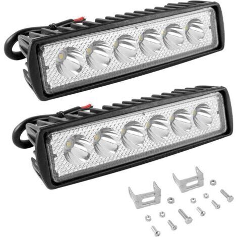 2 Pcs Phare de Travail LED 18W, Projecteur LED Voiture 12V avec Spot Flood Feux, Antibrouillard LED pour Moto, SUV, Camions, Offroad Voiture