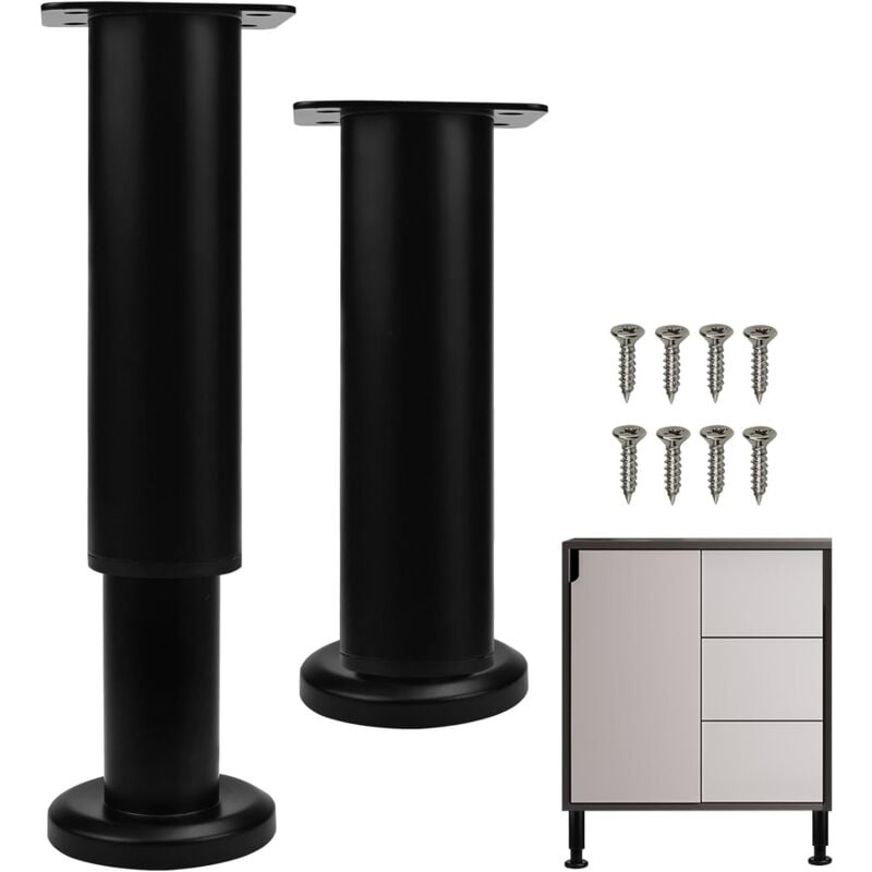 Tonchean - 2 pcs Pied de Meuble Acier Inoxydable Pied de Meuble Reglable de18-30cm Pieds de Table Acier Pieds de Support pour Meuble Pieds de Support