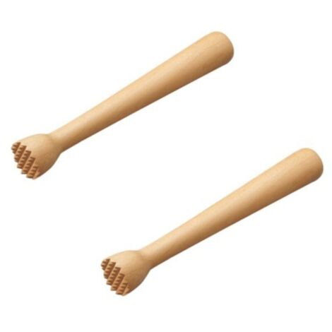 2 Pcs Pilon en bois, pilon de bar, pilon pour cocktails, pilon pour mojitos, Bois, 25 x 3,5cm