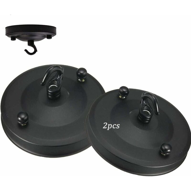2 pcs Plafond Noir Crochet,Rétro Fer Crochet Multi-Usage Plafonnier Crochet,Pendentif Crochet Accessoires Pour Luminaire Luminaire Lustre (noir) Fei