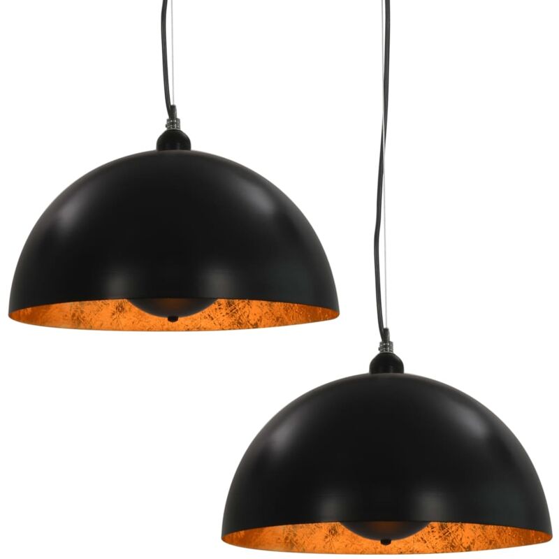 Vidaxl - 2 pcs Plafonniers Noir et doré Semi-sphérique 40 cm E27