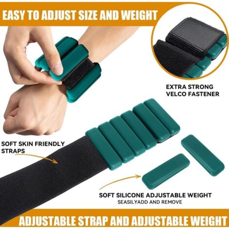 2 PCS Poids Réglables pour Poignets et Chevilles, 0.45KG & 0.9KG - Manchettes Poids Amovibles, Femmes et Hommes pour Fitness, Yoga, Running, Musculation, Cardio, Pilates, Marche Sportive