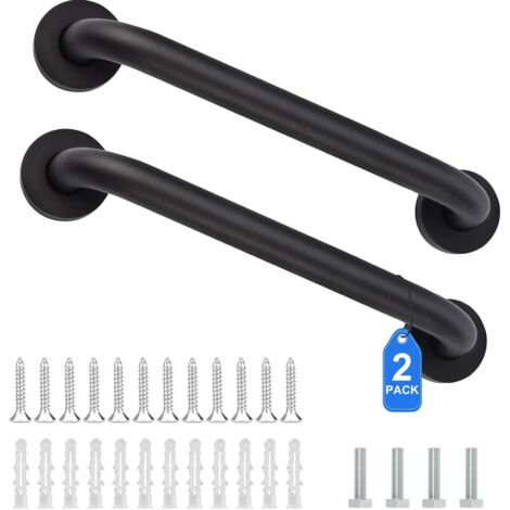 2 Pcs Poignée de Baignoire de Sécurité, Poignées Antidérapantese Acier Inoxydable, Barre D'appui WC Barre d'Appui de Salle de Bain, Barre de Maintien Douche pour Âgées/Enfants,50cm (Noir)