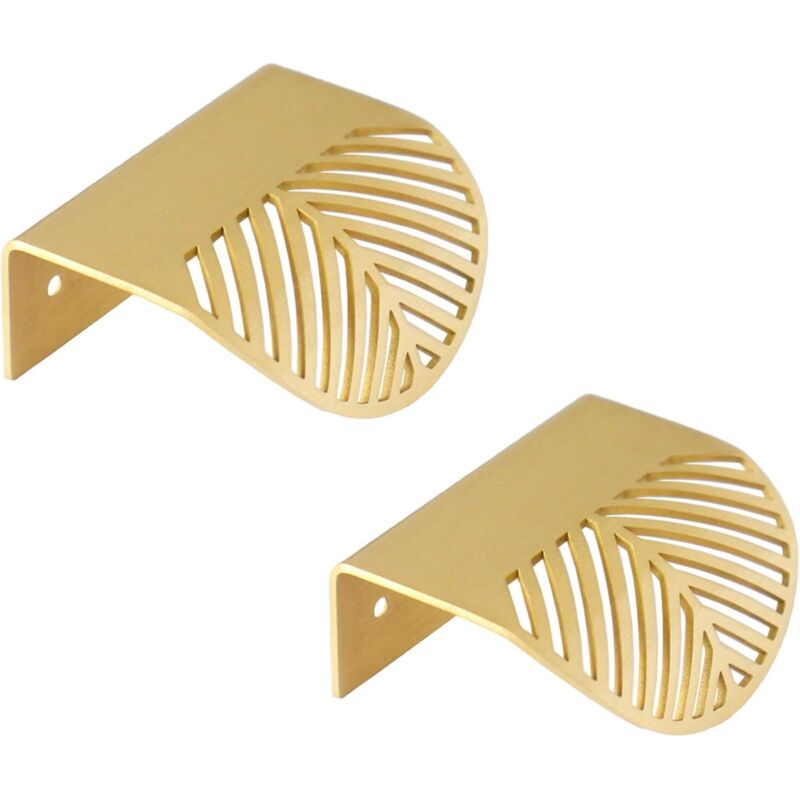 2 Pcs Poignée de Tiroir Cuisine à la Maison Fort Haute Qualité Poignee de Porte de Cuisine Doré en Forme de Feuille pour Chambre à Coucher Salle de