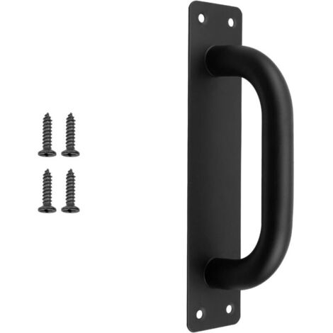 2 pcs Poignées de Porte Coulissante, Poignées Traction de Porte Armoire Acier Inox avec Plaques pour Grange, Porte en Bois, Jardin Extérieure - 200x45 mm (noir)