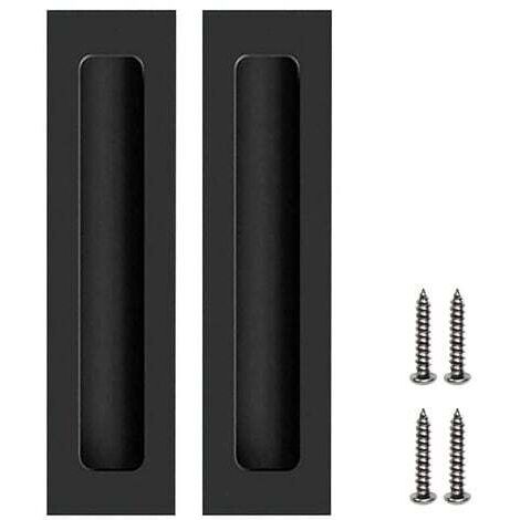 2 Pcs Poignées de Porte Invisible Poignées Encastrées pour Porte Coulissante Noir Poignées pour Meubles Armoire Tiroirs avec Vis