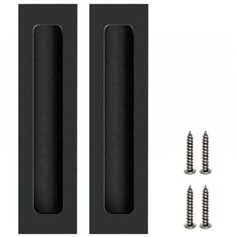 2 Pcs Poignées Noir de Porte Meubles Invisible Poignées Encastrées pour Porte Coulissante avec Vis
