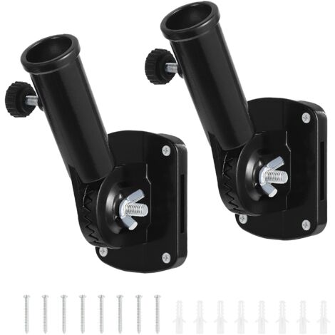 2 PCS Porte Drapeau Mural Exterieur, Support de Drapeau Réglable, Support Mural pour Mât de Drapeau avec vis, Noir