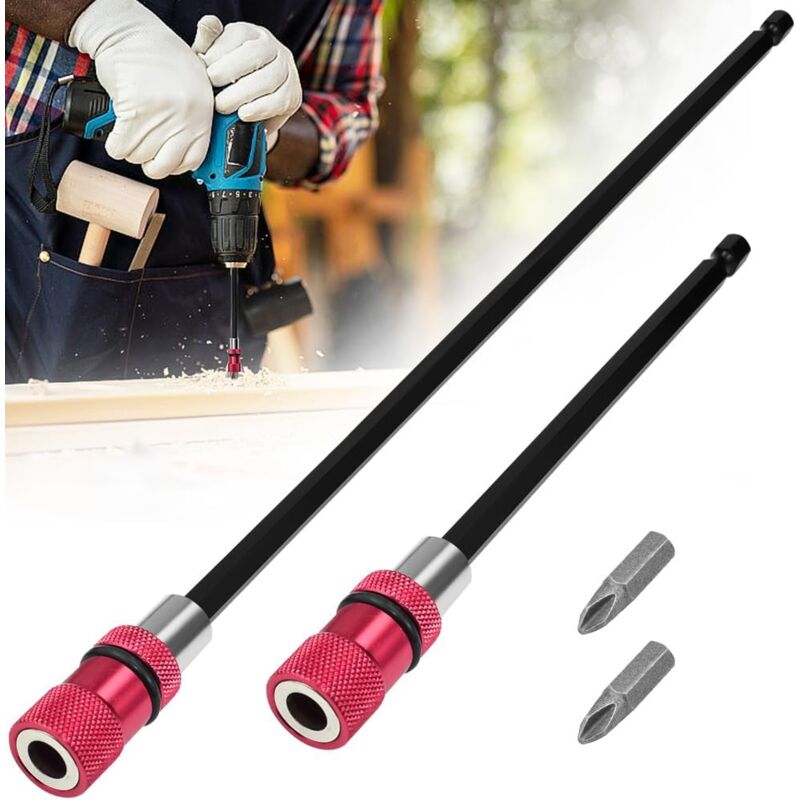 Tigrezy - 2 pcs Porte Embout Magnetique 300mm 150mm, Rallonge Porte Embout, Porte-Embouts de Tournevis, Porte Embout Magnetique Long, Rallonge Porte