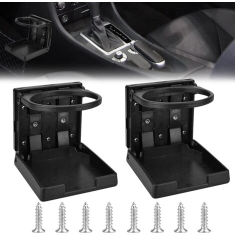 2 Pcs Porte-Gobelet Pliable pour Voiture, Plastique Noir avec Vis, Support Canette et Bouteille pour Auto et Bateau