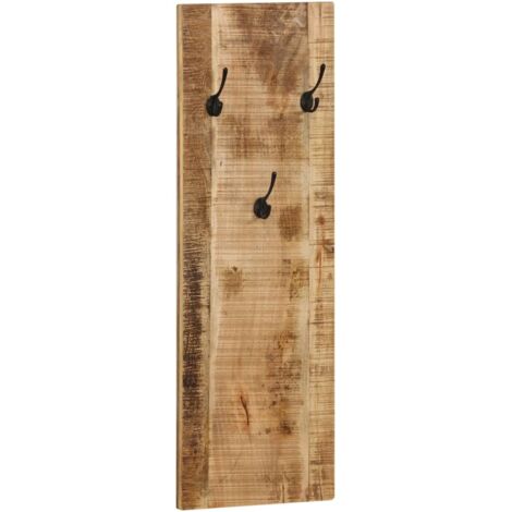 2 pcs Porte-manteau mural，Porte-vêtement s Bois de manguier massif 36x110x3 cm CFW19386