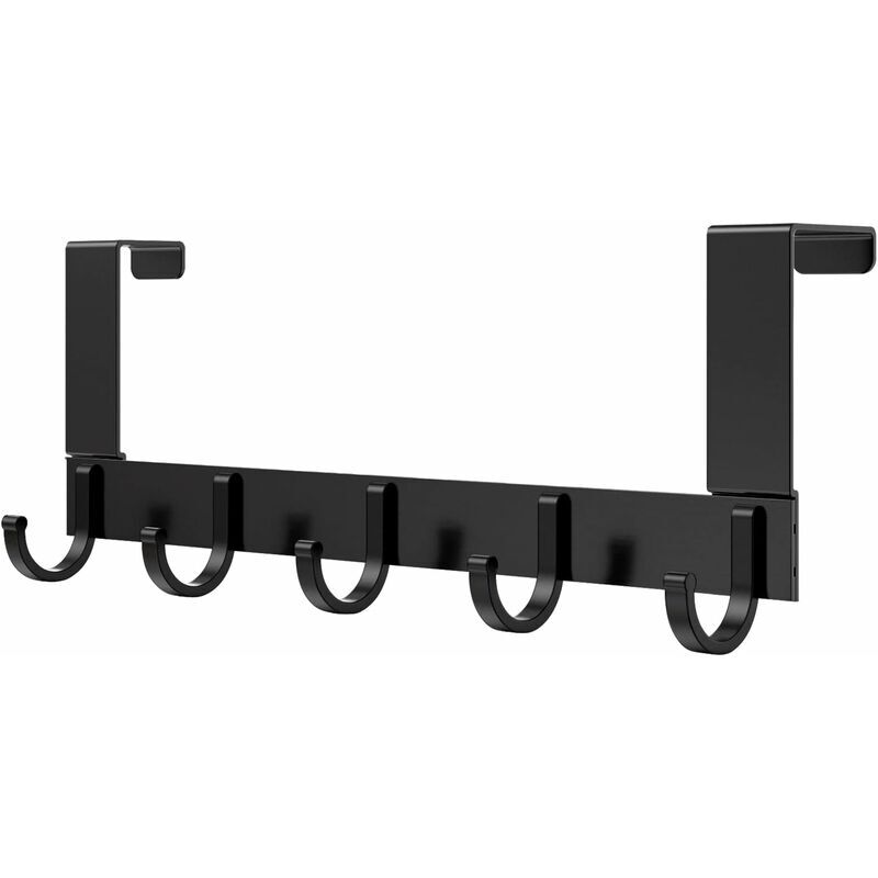 2 Pcs Porte Manteau Pour Porte, Noir Patère Acier Inoxydable,5 Crochets Porte Manteaux Pour Chambre à Coucher Salle De Bains Porte De Cuisine.