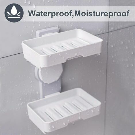 2 Pcs Porte Savon Auto Drainant,Boîte à Savon en Plastique Rotation pour Salle de Bain,Porte-Savons sans Perçage avec Un Adhésif Puissant,pour Comptoir de Douche,Cuisine