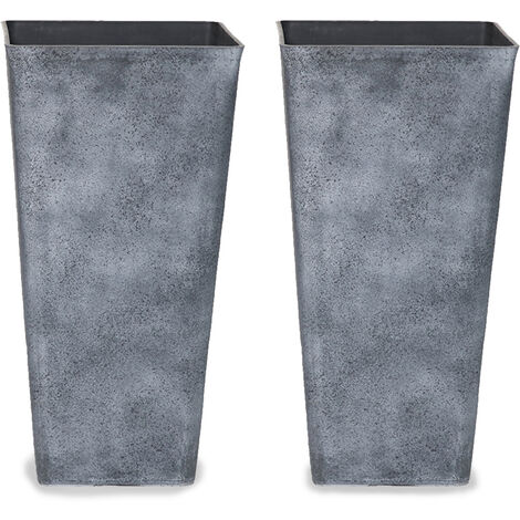 2 Pcs Pot à Fleurs 30cm Plastique Eco-friendly 31 x 19.8 x 51 cm Carré - ARCADIA
