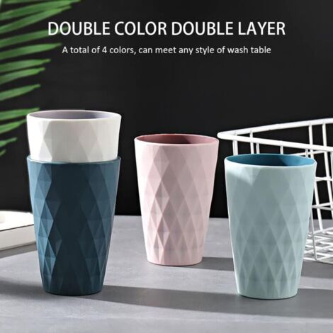 2 pcs Pot Brosse a dent, gobelet Plastique, Accessoires Salle de Bain, Design de Style Nordique, Solide et résistant à la Chute, adapté aux Adultes, aux Adolescents et aux Enfants (Rose)