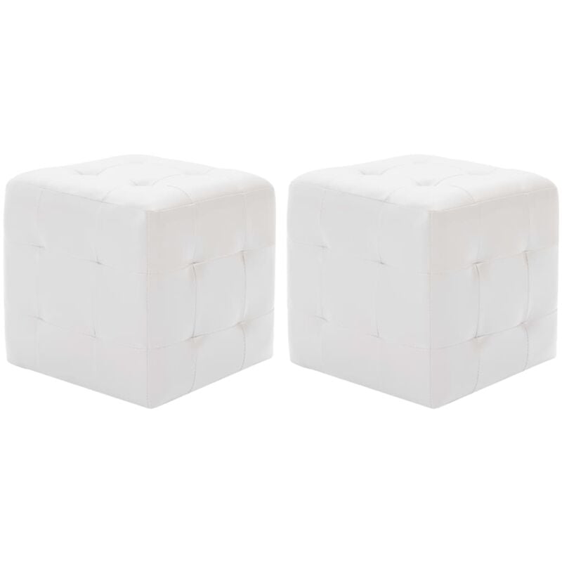 Poufs 2 pcs Blanc 30 x 30 x 30 cm Similicuir