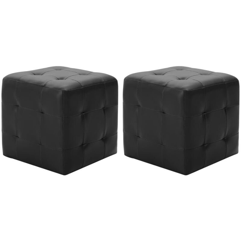 Poufs 2 pcs Noir 30 x 30 x 30 cm Similicuir Vidaxl