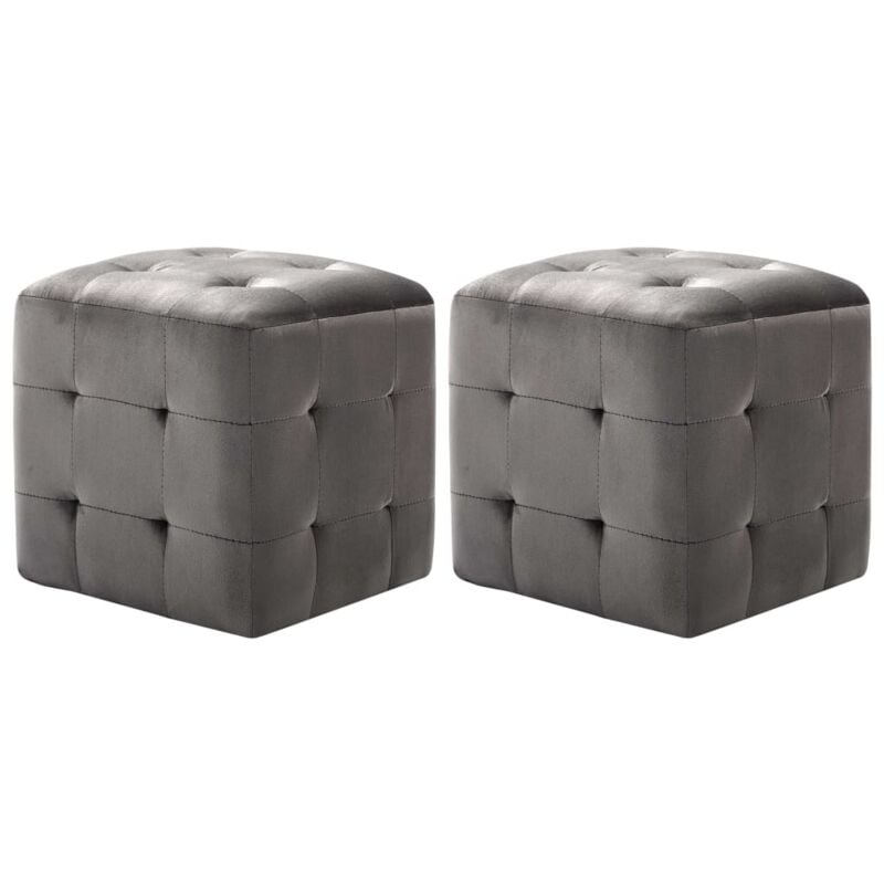 Vidaxl - 2 pcs Poufs Gris 30 x 30 x 30 cm Tissu velours