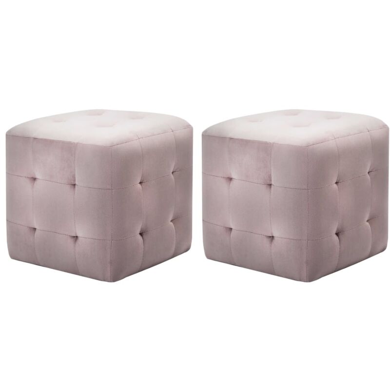 2 pcs Poufs Rose 30 x 30 x 30 cm Tissu velours