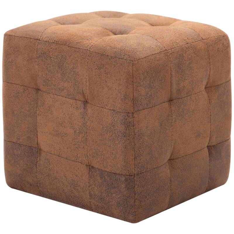 Vidaxl - 2 pcs Poufs Marron 30 x 30 x 30 cm Similicuir daim