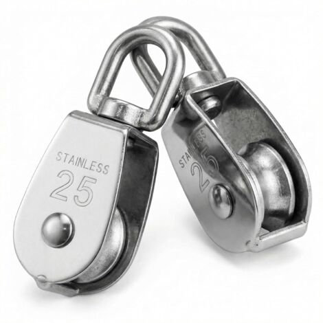 2 Pcs Poulie de Levage M25 Poulie Simple en Acier Inoxydable 304 pour pour Câble Diamètre 11mm Pivotant à 360°Charge 150kg