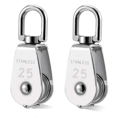 2 Pcs Poulie en Acier Inox 304 M25 Poulie de Levage Rouleau de Chargement
