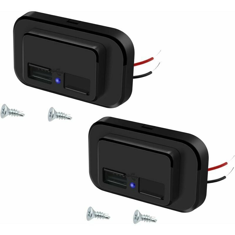 2 Pcs Prise de Chargeur de Voiture Double USB,12V/24V Panneau de USB Commande avec Couvercle à Ressort, pour Voiture,Marine,Camion,Camping-Car,SUV