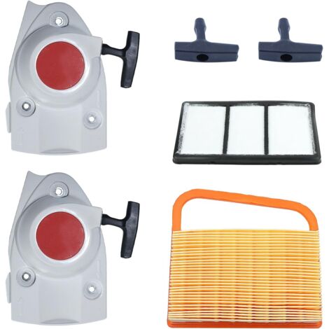 2 Pcs Pull Starter for STIHL TS410 TS420, Booster Starter with Handle and Fuel Filter Replacement Parts 4238 190 0302