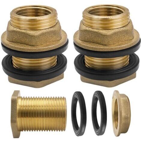 2 Pcs Raccord Citerne Eau de Pluie, Douille de Seau à Pluie en Laiton, pour Robinets Tonneau (Extérieur 3/4 Intérieur 1/2)