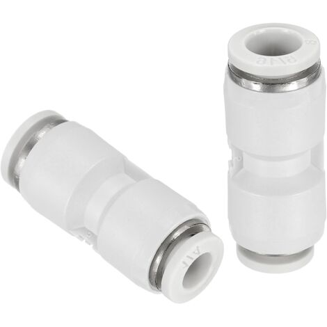 2 Pcs Raccord Rapide Pneumatique Reducteur Droit 5/16" OD Tube x 1/4" Pour Ligne De Tuyau D'eau, D'huile, Gaz, D'air, Blanc -