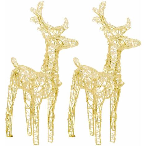 2 pcs Rennes de Noël，Décoration de Noël 80 LED Blanc chaud Acrylique CFW51079