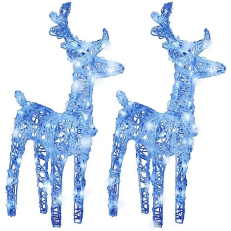 2 pcs Rennes de Noël，Décoration de Noël 80 LED Bleu Acrylique CFW94734