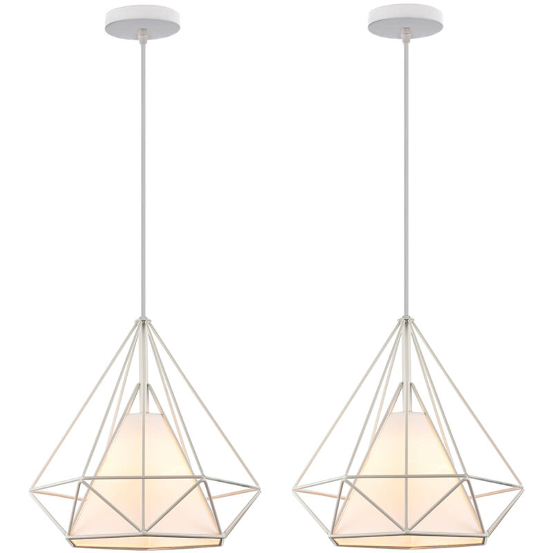 Image of Wottes - Moderno Creativo Gabbi di Diamanti Lampada a Sospensione E27 Soggiorno Cucina Ferro Battuto Lampadario 2 Pezzi