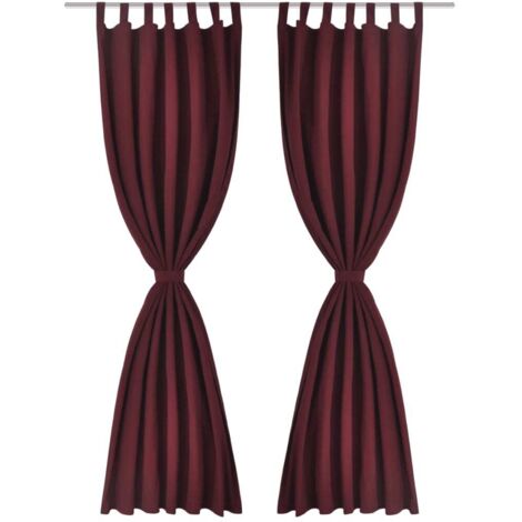 2 pcs Rideau à Passant Micro Satin Bordeaux 140 x 225 cm CFW67045