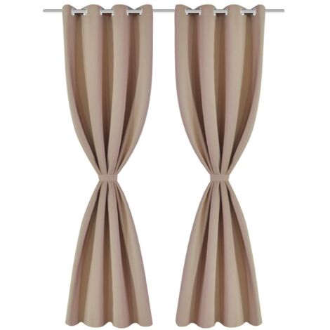 2 pcs Rideau Blackout Occultant Crème avec Œillets en métal 135x245cm CFW48319