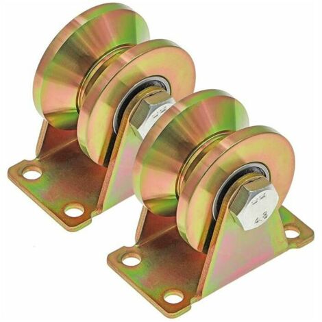 2 Pcs Roue gorge V, roues pour portail coulissant 50mm, roues en acier avec rainure en V, pour portail coulissant, porte d'usine