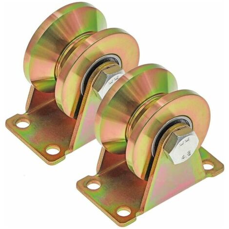 2 Pcs Roue gorge V, roues pour portail coulissant 50mm, roues en acier avec rainure en V, pour portail coulissant, porte d'usine