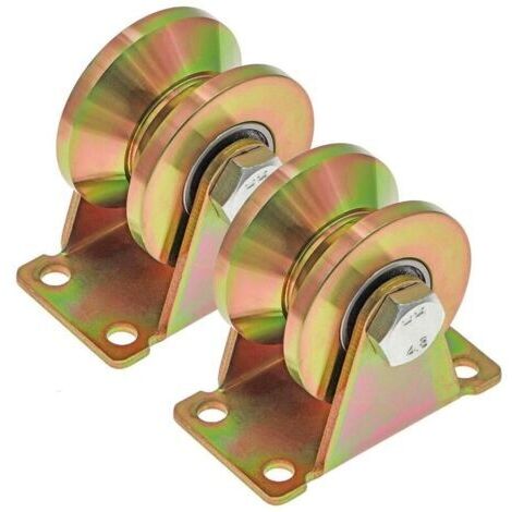 2 Pcs Roue gorge V, roues pour portail coulissant 50mm, roues en acier avec rainure en V, pour portail coulissant,capacité de charge 270kg par roulette