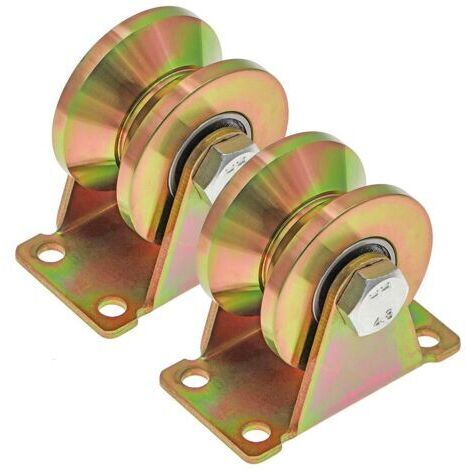 2 Pcs Roue gorge V, roues pour portail coulissant 50mm, roues en acier avec rainure en V, pour portail coulissant,capacité de charge 270kg par roulette
