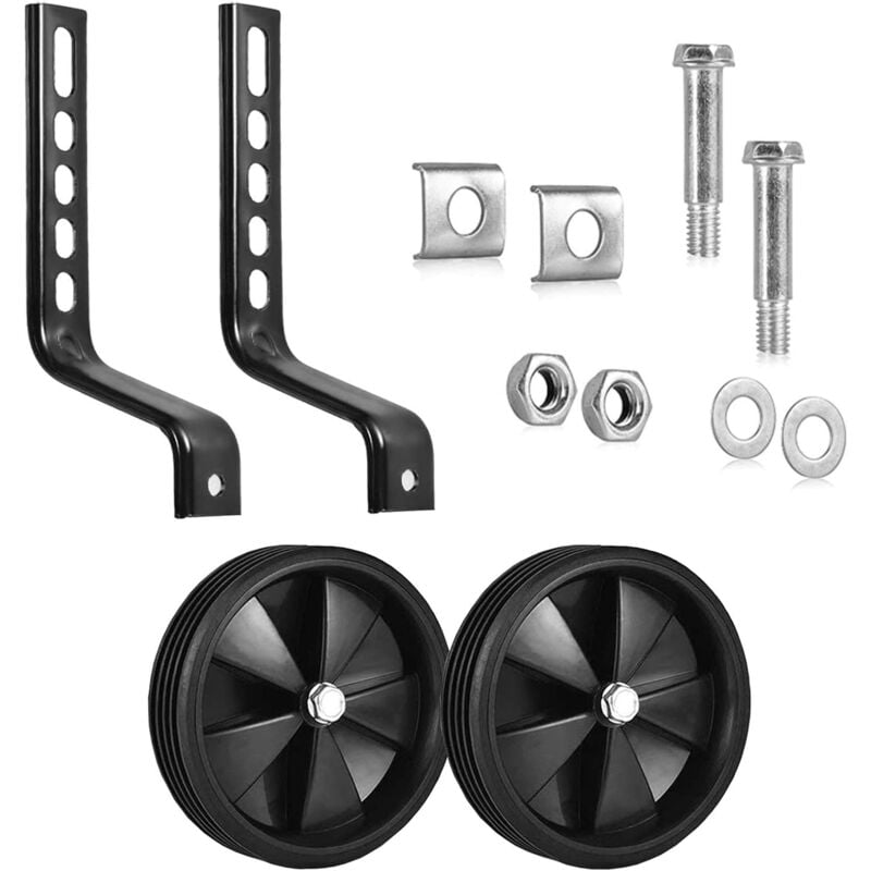2 PCS Roues Auxiliaires pour Enfants, Stabilisateur de Roue Réglable, pour Améliorer Sécurité et la Stabilité des Vélos (Noir)