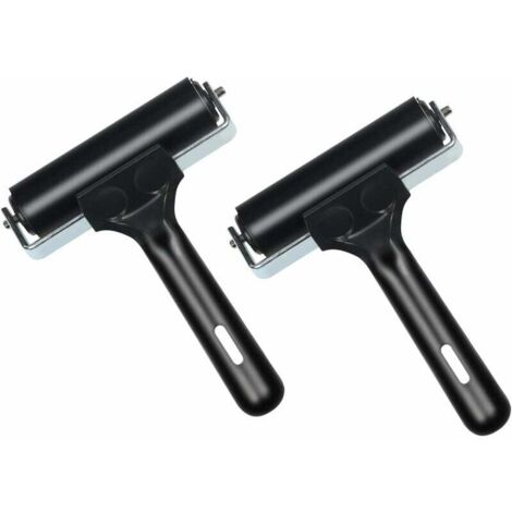 2 Pcs Rouleaux Encreur de Peinture en Caoutchouc Dur pour 10 cm Roulraux de Presseur pour Artisanat Art Outil Impression avec Manche de Stamping-Fei Yu
